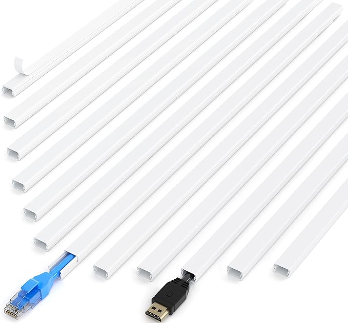 ZhiYo One Cord Hider Wall, 170in Cable Hider Concealer, Paintable PVC Wire Covers for Cords on Wall, Corner Cable Management Raceway for Thick Extension Cord, W0.6 H0.4in, White
