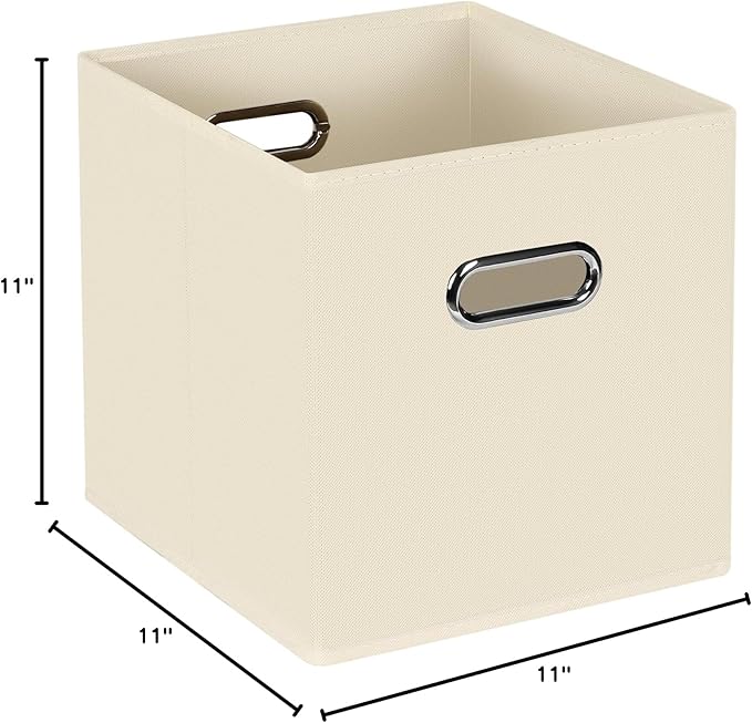 STOREONE Fabric Storage Bins Cubes Baskets Containers-(11X11X11) with Dual Handles for Shelf Closet, Nursery Home , Bedroom Organizers, Foldable Set of 1 (Creamy- White )