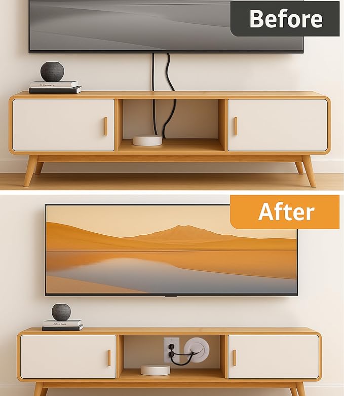ZhiYo TV Cord Hider for Wall Mounted TV, in Wall Cable Management Kit for TV, Black Behind Wall Wire Management Kit, Cord Concealer Kits with 2 Wire Pass Throughs and 1 Hole Saw Drill Attachmen