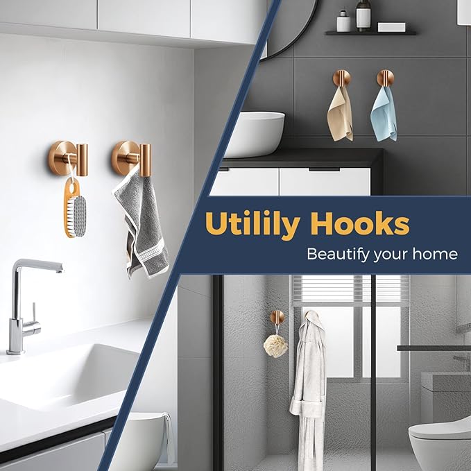 Heavy Duty Suction Cup Hooks for Glass Window,Tile,Mirror,Removable Shower Hooks for Inside Shower,Metal Towel Hooks for Bathroom,2 Pack(Bronze)