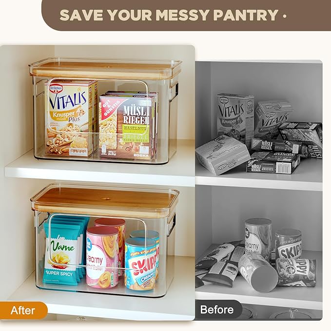 Hudgan Potato and Onion Storage Bin for Pantry Organizers Straight Side, Stackable, 2 Set