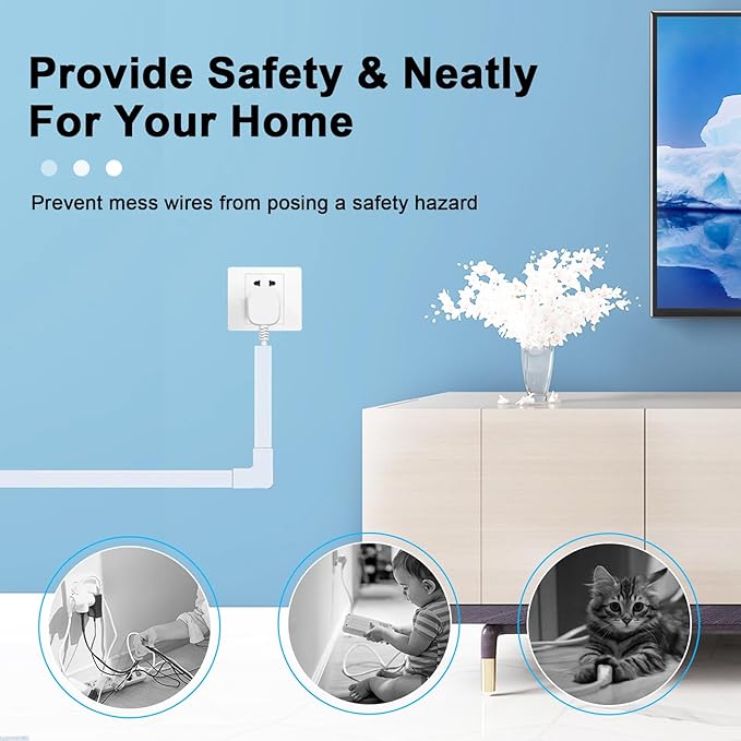 Cord Hider, RAZCC 315 Inch Cable Cover Raceway Kit for Cable Management, Wire Covers for Cords, Cord Covers for Wires on Wall, Simple and Easy Installation, 20 Pack Wire Hider, White