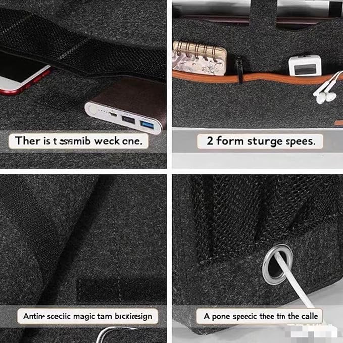 Bedside Caddy - Hanging Storage Pouch for Bedside, Couch, Dorm Room - Multi-Pocket Wall Mounted Felt Storage Organizer for Bedroom,With Tissue Box Cover Holde (Light Gray)