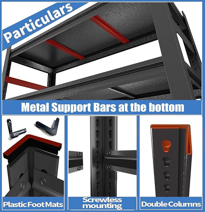 PRESTELION 2-Tier Storage Shelves Metal Shelving Unit Storage Rack (15.7" D x 15.7" W x 22" H),Black