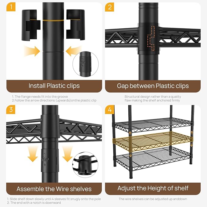 Golpart Coat Rack Clothes Wardrobe:Closet Organizer and Storage Clothing Garment Rack with Shelves Heavy Duty for Hanging Clothes Portable Adjustable Black 15.8" DX61 WX76.5 H
