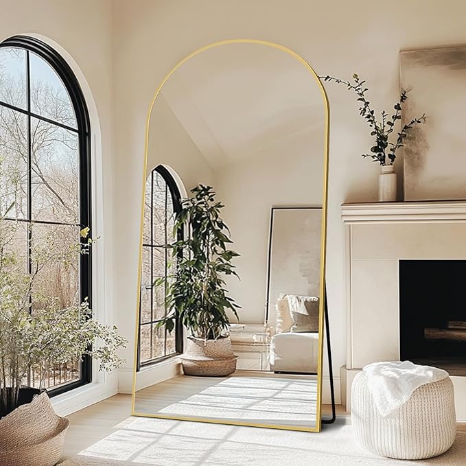 Oversized Full Length Mirror 81x41 Inch - Wall Mounted or Standing Floor Mirror with Aluminum Alloy Frame, Shatterproof Tempered Glass - Modern Mirror for Bedroom, Living Room, Closet, Gold