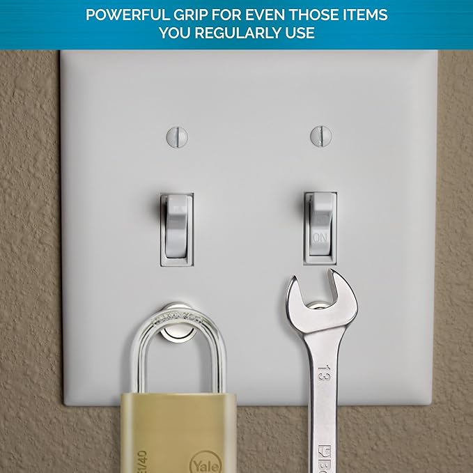 Magnetic Key Rack Key Holder for Light Switch | Smart Modern Design for Keychain Rings, Car Keys, Key FOBs | Easy Installation (4 Pack)