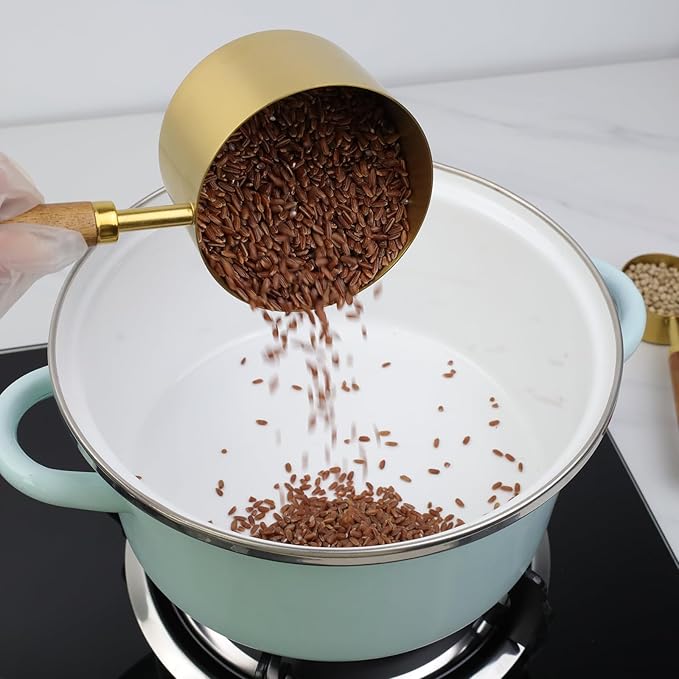 1 Cup Measuring Cup with Wooden Handle, 250ml Stainless Steel Measuring Scoop 1 Cup Measuring Cups for Baking Cooking Wet and Dry Ingredients (250ml)
