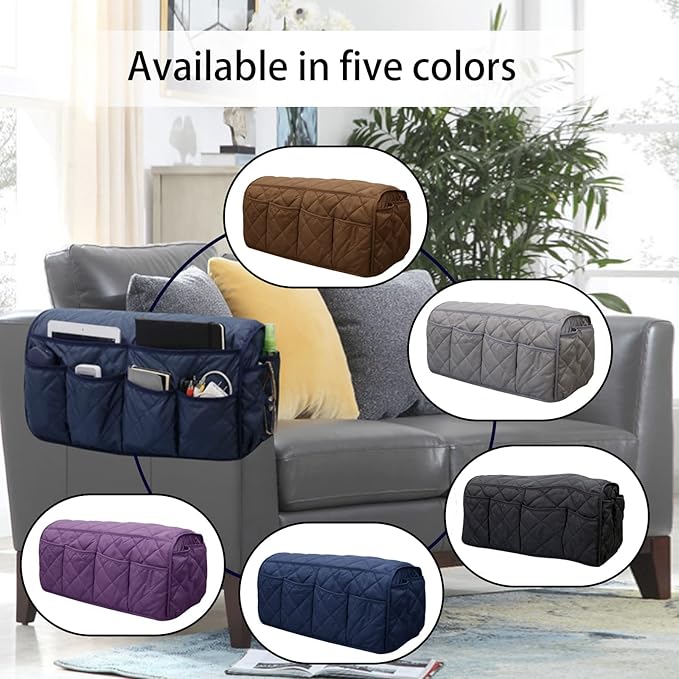 Armchair Caddy,Non Slip Recliner Organizer,Waterproof Sofa Armrest Organizer, Remote Control Holder for Recliner.Chair Arm Organizer with 14 Pockets for TV Remote, Phone, Magazine