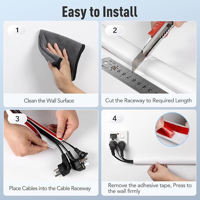 AGPTEK Wall Cord Hider 78 Inch - Self-Adhesive Wire Cover Cable Raceway Flexible PVC Home Wall Mount TV Cable Concealer Pet Cord Protector Management, Protect Cat Dog from Chewing, W 1.2" H 0.5"