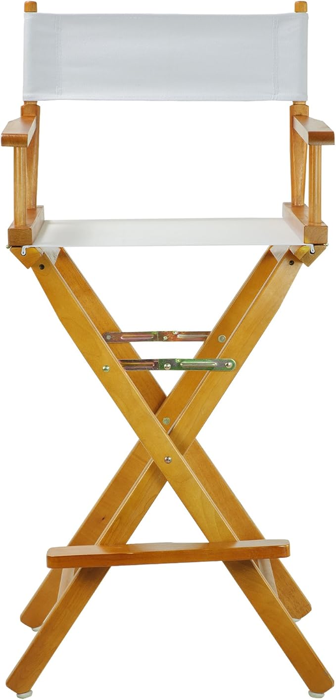Casual Home 30" Director's Chair Honey Oak Frame-with White Canvas, Bar Height
