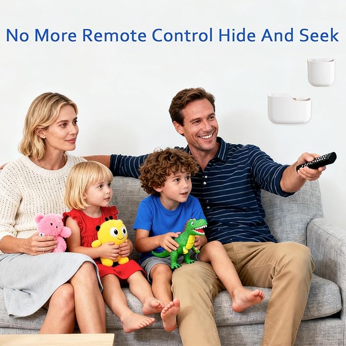 Remote Holder Wall Mount TV FAN Remote Control Holder Bedside Caddy Wall Organizer Phone Holder for Office Adhesive Media Player Controller Holder Box Tray Home Desk Nightstand White 1Big 1Small