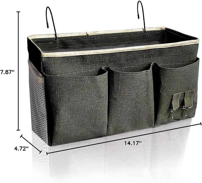 Bedside Caddy, Bedside Hanging Storage Organizer forBunk and Hospital Beds,College Dorm Bed,Can be Placed Glasses Books Mobile Phones (Black1)