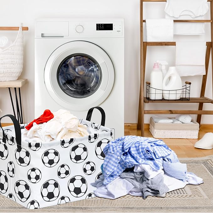 Rectangle Soccer Basket Storage Bin, Closet Baskets Foldable Box with Handles, Storage Boxes for Home Office Car Dormroom