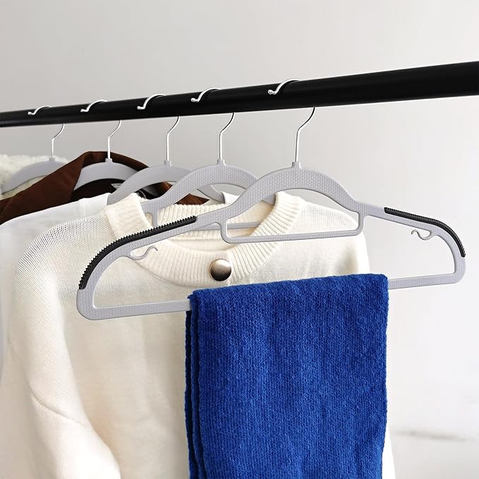 Plastic Clothes Hangers 30 Pack, Slim Space Saving Hangers with Anti-Slip Grip, 16.5 Inch Non Slip Coat Hangers with 360° Swivel Hooks for Shirts, Pants, Jackets & Closet Organization