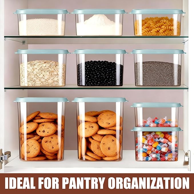 Airtight Food Storage Containers 5-Piece Set, BPA-Free Plastic Kitchen Canisters with Secure Snap Lock Lids for Cereal, Pasta, Snacks, Flour & Pantry Organization