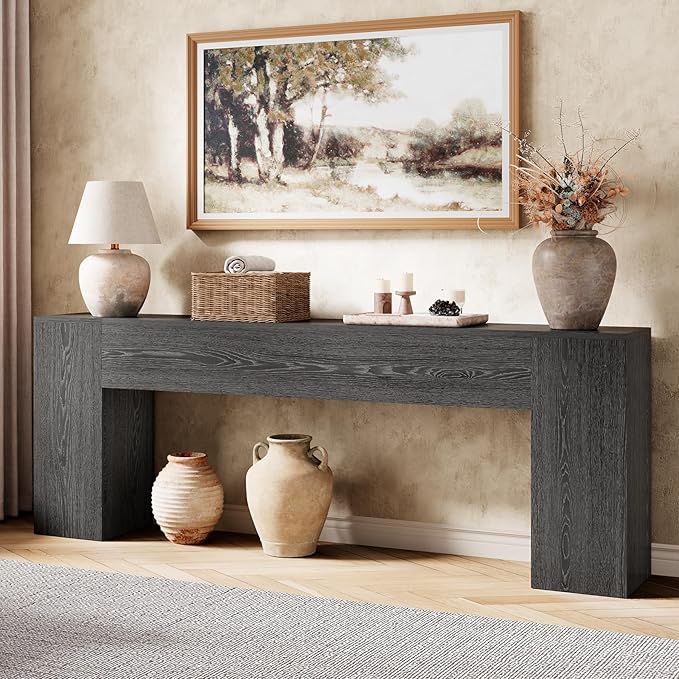 Epecoya 86 Inch Entryway Table for Living Room, Extra Long Sofa Console Table Behind Couch, Modern Wood Console Tables for Entryway, Apartment, Hallway, Black