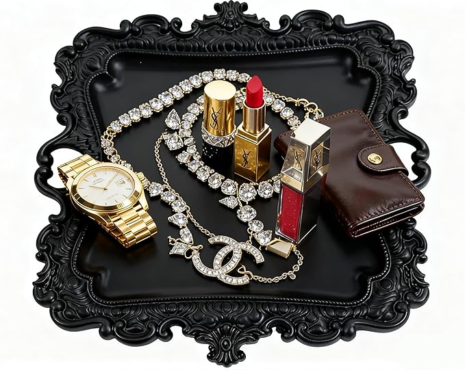 khtumeware 1 Pack Jewelry Dish Matte Black Jewelry Trays ideal for holding jewelry rings and small trinkets.