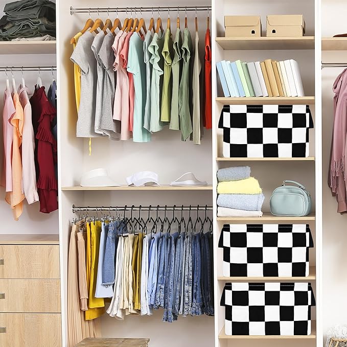 Storage Bin for Shelves Rectangle Closet Baskets Foldable Box with Handles, Gray Storage Bins, Storage Boxes for Home Office Car Dormroom