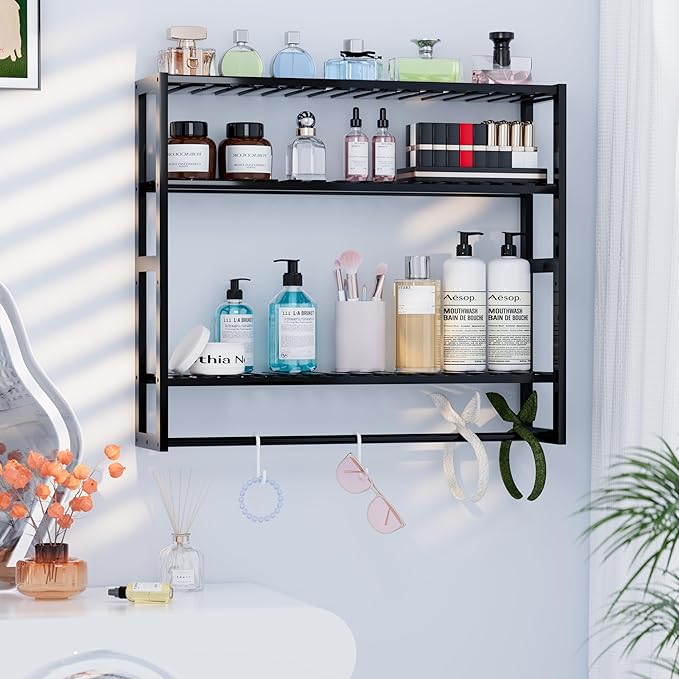 PPN Extra Large Towel Rack Bathroom Storage Shelves Over The Toilet with Towel Bar 100% Bamboo Adjustable Height Floating Shelf Wall Shower Shelf for Small Space Bathroom Kitchen Multi Usage