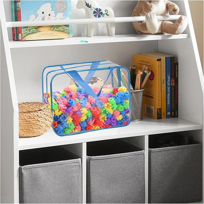 YOPCDJ 8 Packs 8 Colors Toy Storage Bags, Reusable Clear PVC Board Game Storage, Toy Organizers and Storage Bags with Zipper for Building Blocks, Puzzle and Handmade Accessories, Clear Toiletry Bag