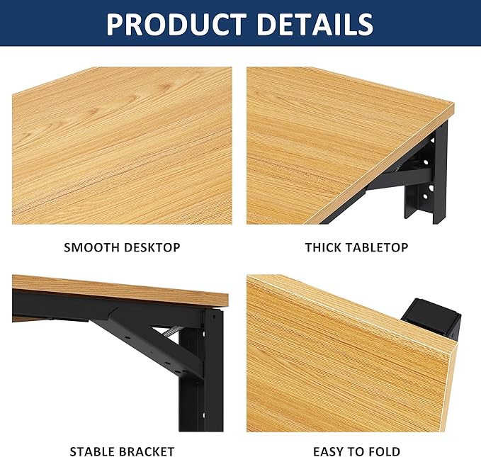 Need Fold Wall Mounted Table Folding Workbench Length 47.2" Width 20" Perfect Addition to Garage & Shed/Home Office/Laundry Room/Home Bar/Kitchen & Dining Room AC15BB(12050)