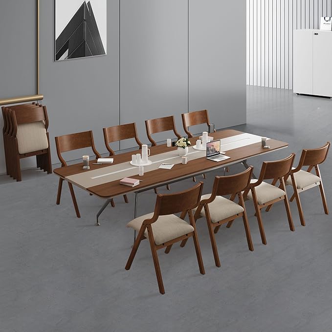 Ball & Cast Upholstered Folding Chairs Set of 2,with Padded Seat,Wooden Portable Dining Chairs W/Ergonomically Designed Back and Cushion,Easy Carry,No Need to Install,for Kitchen,Office,Walnut