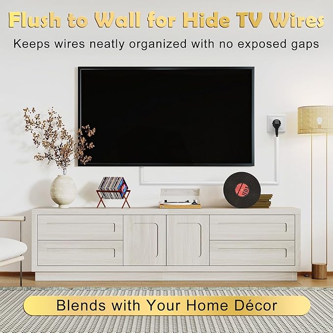 118in Cord Hider for Wall, Hide TV Wires, Self-Adhesive Silicone Cord Covers for Wires on Wall, White Cable Raceway Kit, Paintable Cable Hider Flush to Wall Design in Home Office, 0.7" W0.4 H