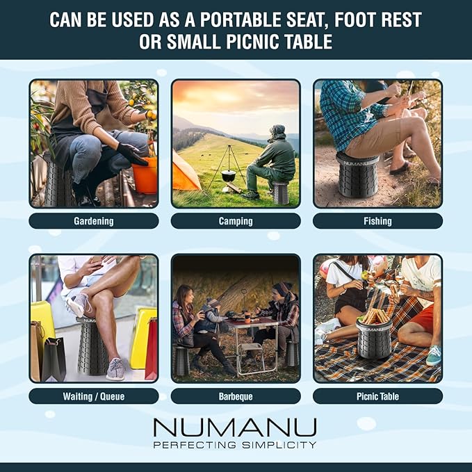 NUMANU 2PACK 2026 Upgraded XXL Collapsible Stool 19.7", 1000lbs Max Weight, Wider & Taller Pop Up Seat, Heavy Duty Portable Retractable Folding Chair or Travel Foot Rest, Gift for Camping & Outdoors