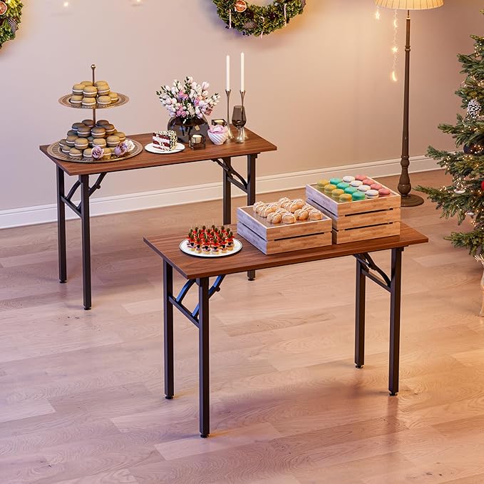 Frylr Small Folding Computer Desk โ Portable 43.3 Inch Foldable Laptop Table, Collapsible and Compact for Easy and Fast Setup, Lightweight for Small Spaces, Home Craft and Study Use, Dark Walnut