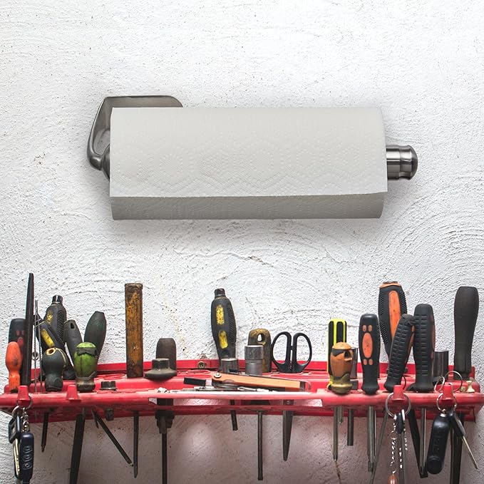 Kamenstein Perfect Tear Paper Towel Holder Wall Mount or Under Cabinet - Die Cast Aluminum, Patented Ratchet System, Fits Jumbo and Select-A-Size Rolls, Mounts in Kitchen, Bathroom, Garage