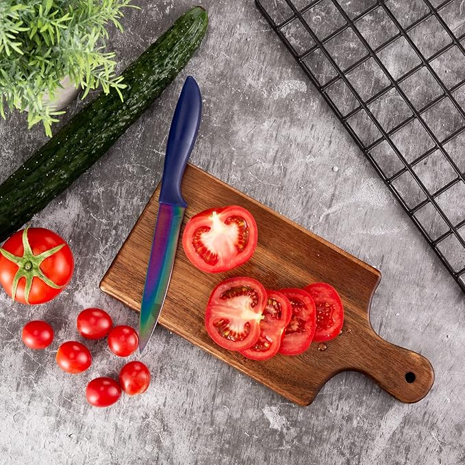 6 Pcs Personalized Acacia Cutting Boards with Handle, Wood Chopping Serving Board Set Bulk, DIY Engraving Gifts for Women Couples Wedding Anniversary Charcuterie Cheese Meat Pizza Bread Vegetables
