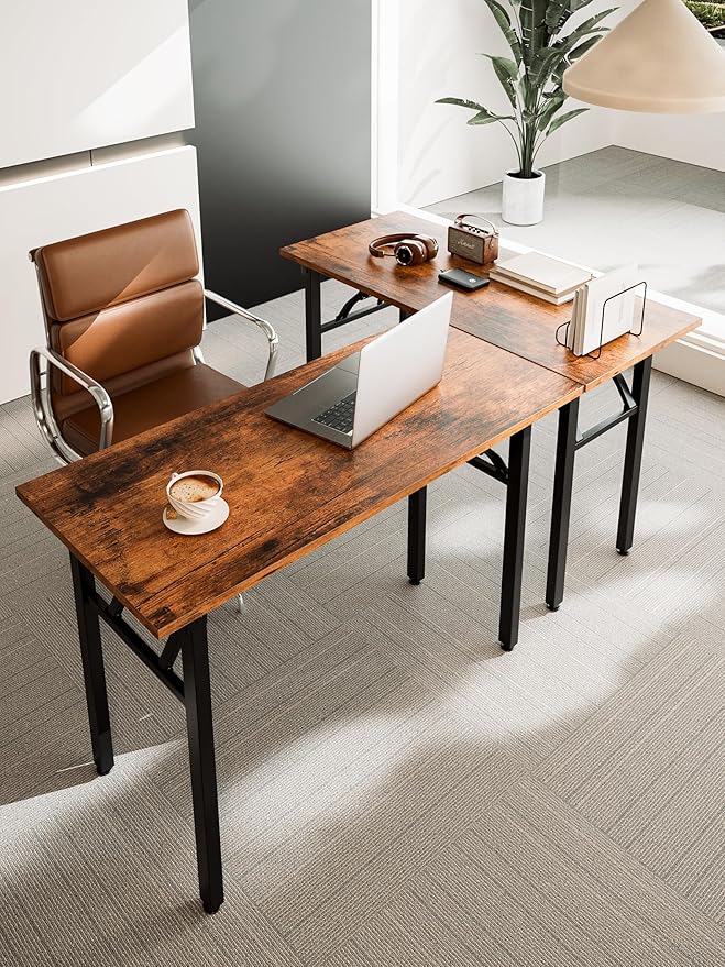 Frylr Small Folding Computer Desk โ Portable 35.8 Inch Foldable Laptop Table, Collapsible and Compact for Easy Storage and Fast Setup, Lightweight for Small Spaces, Craft and Study Use, Rustic Brown