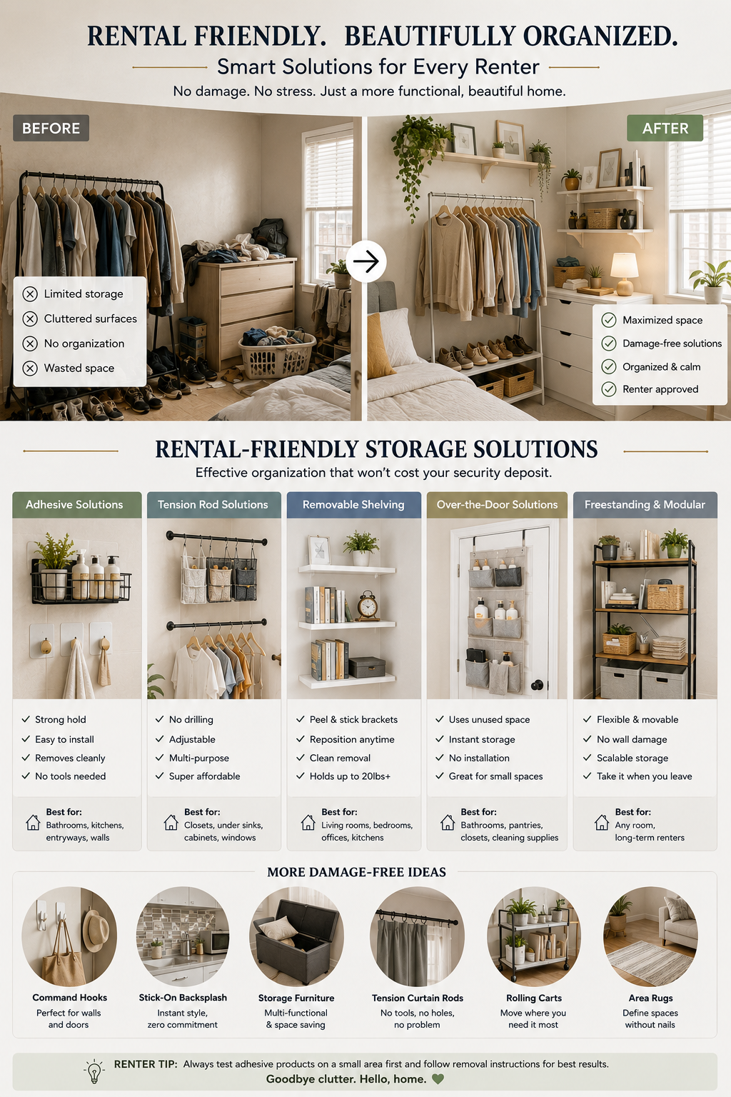 Rental-Friendly Organization: Solutions Without Damage