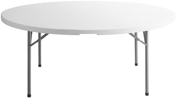 PRO&Family Commercial Round Folding Table, White Top, Powder-Coated Steel Frame, High-Impact Polyethylene Construction, Perfect for Wedding, Party, Shool, Church. (9, 72")