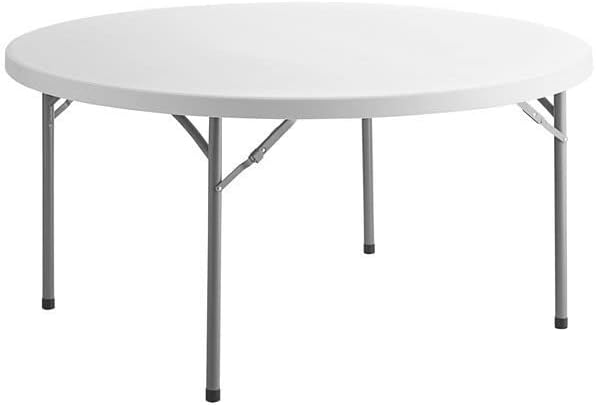 PRO&Family Commercial Round Folding Table, White Top, Powder-Coated Steel Frame, High-Impact Polyethylene Construction, Perfect for Wedding, Party, Shool, Church. (4, 60")