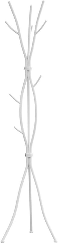 Monarch Specialties I 2063 Coat Rack, Hall Tree, Free Standing, 11 Hooks, Entryway, 74"H, Bedroom, Metal, White, Contemporary, Modern