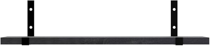 Fixwal Floating Shelves for Wall, Black Shelves Wall Mounted, Rustic Wood Wall Storage Shelves for Bedroom, Living Room, Kitchen, Bathroom, Home Decor (Set of 5 Black)