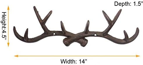 Vintage Cast Iron Deer Antlers Wall Coat Hooks- Farmhouse Chic Metal Hanger Coat Rack Key Holder Jewellery Display Rack Bathroom Towels Rack Hooks(with Screws)