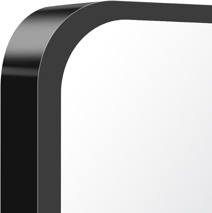 BONEWEI 30x40 inch Bathroom Mirror,Black Rectangle Mirror,Wall Mounted Bathroom Frame Vanity Mirror with Round Corner for Bedroom Living Room, Entryway Hangs Horizontal or Vertical