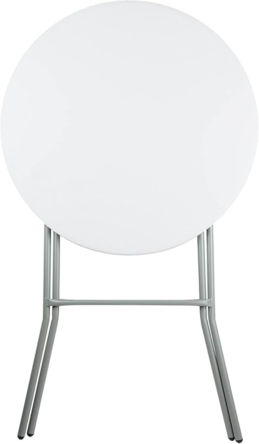 PRO&Family Commercial Round Folding Table, White Top, Powder-Coated Steel Frame, High-Impact Polyethylene Construction, Perfect for Wedding, Party, Shool, Church. (7, 32")