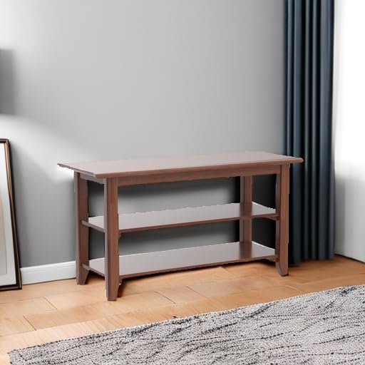 XKZG Shoe Storage Bench Wooden Shoe Rack Bench Rustic Solid Wood Entryway Bench (Brown,31.5")