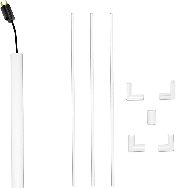 Kable Kontrol Cord Cover Cable Raceway Kit, 107”in Cable Cover Channel, Paintable Self-Adhesive Cable Management Wire Concealer, Cord Hider for Wall Mounted Tv, 0.43” W x 0.50” H –8 Pcs – White