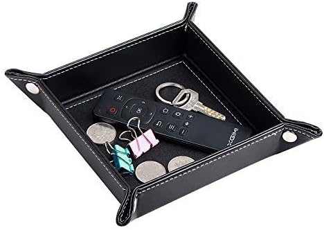 YAPISHI Key Dish Bowl for Entryway, Catchall Holder Bedside Table Valet Tray for Men's Pocket Stuff, PU Leather Nightstand Organizer for Dice/Coins/Wallet/Watch/Rings/Sunglasses, Dresser/Coffee Table