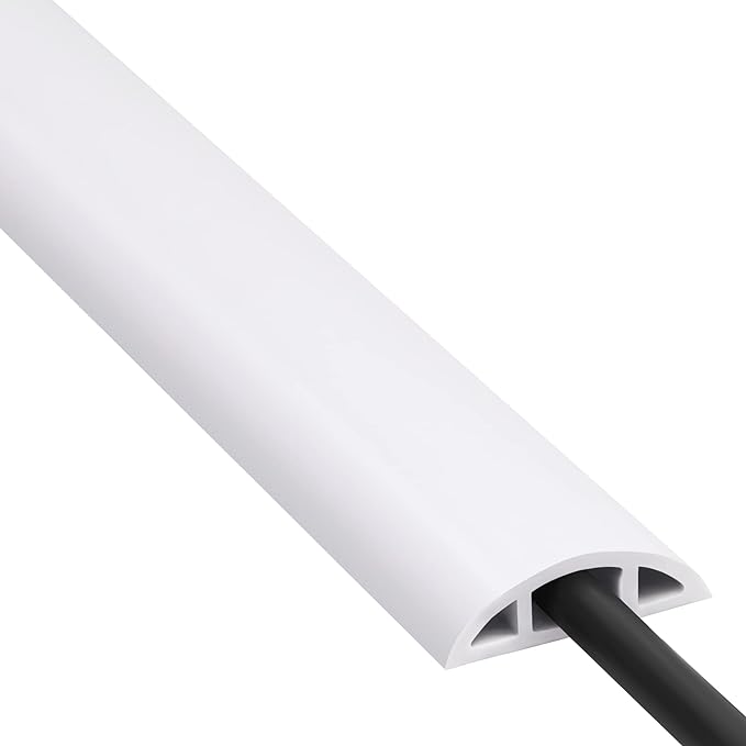 ZhiYo 4ft Cord Covers for Wires on Floor, Cord Hider Floor Hide Power Extension Cords, Soft PVC Cable Cover Cable Protector, Wire Cavity W0.47in H0.28in, White