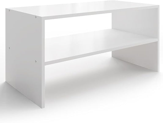 2-Tier Stackable White Shoe Rack, Wooden 2-Shelf Shoe Organizer Freestanding Shoe Storage Stand for 6-9 Pairs, Perfect for Closet, Entryway, Office Use - Modern White