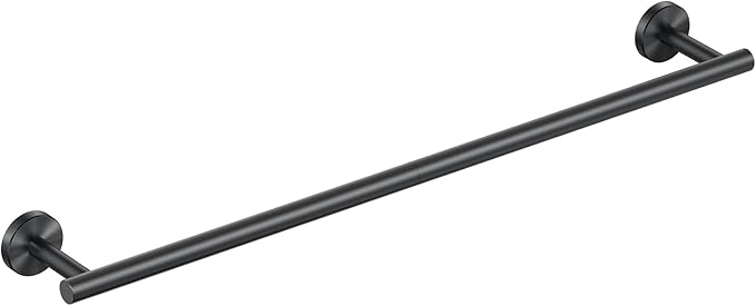 FORIOUS Towel Bar Wall Mounted, Stainless Steel Towel Racks for Bathroom, Includes Wall Mounting Hardware (Matte Black, 32 Inch)
