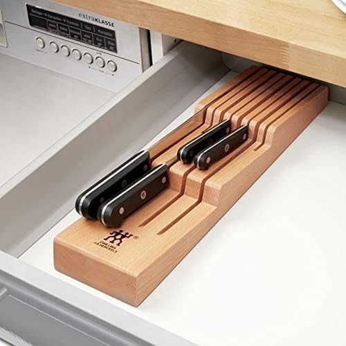 ZWILLING Kitchen Knife Drawer Insert Wooden Knife Holder Storage for 8 Knives Brown