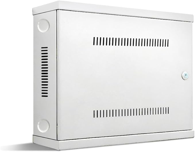DVR Lock Box & NVR Enclosure, Heavy Duty Lockable Metal Cabinet for CCTV Surveillance, Wall Mount with Ventilation & Cable Management