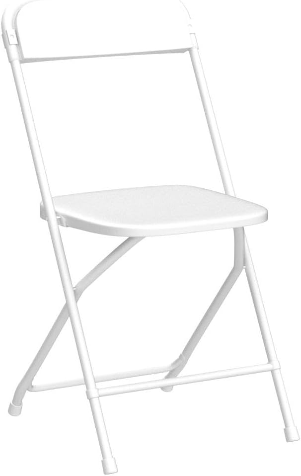 Allpop 4 Pack Plastic Folding Chair, 300lb Capacity, Portable Commercial Chair Seat with Steel Frame for Office Wedding Party Indoor Outdoor Events, Stackable, White